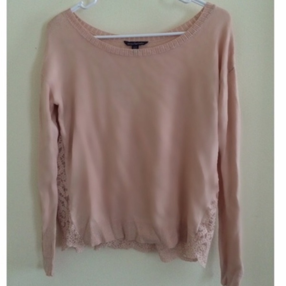 Dusty Pink Lace Back AE Sweater